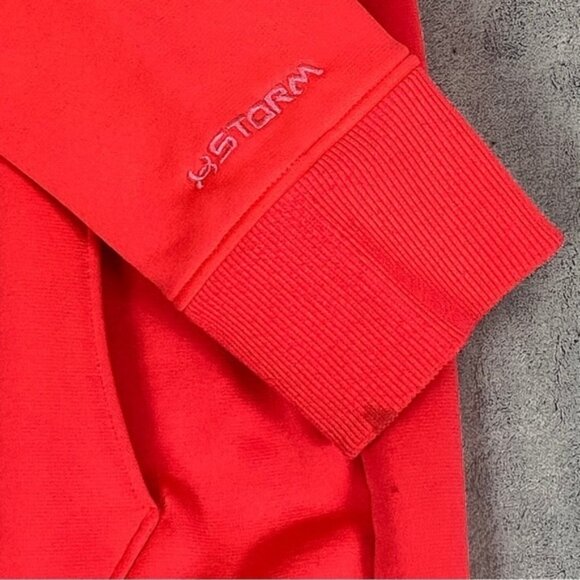 Under Armour Cold Gear Pullover Hoodie Semi Fitted Sz Large Orange with Pocket - Picture 6 of 13